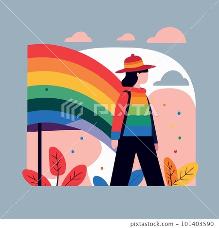 woman lgbt pride day and month with rainbow colors 101403590