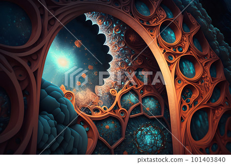 Fractal volumetric abstraction background. Neural network AI generated art Fractal volumetric abstraction background. Neural network AI generated art 101403840