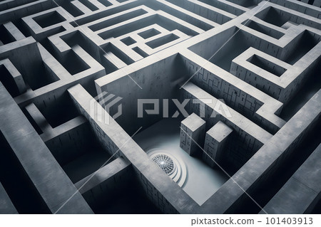 White labyrinth complex problem solving concept. Neural network AI generated art White labyrinth complex problem solving concept. Neural network AI generated art 101403913