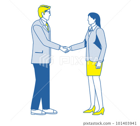 西裝握手簡單雙色插畫西裝男西裝女商務形象談判 西裝握手簡單雙色插畫西裝男西裝女商務形象談判 101403941
