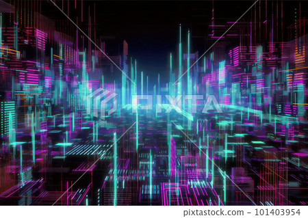 Metaverse digital cityscape, colorful Metaverse digital cityscape, colorful 101403954