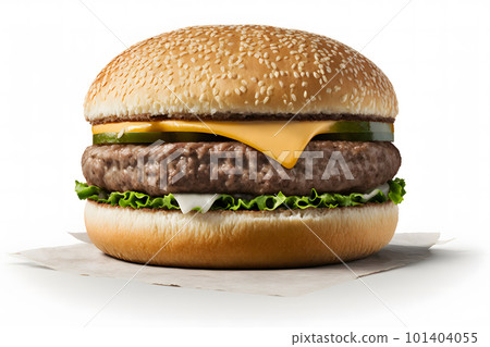 burger on white background. Neural network AI generated art 101404055