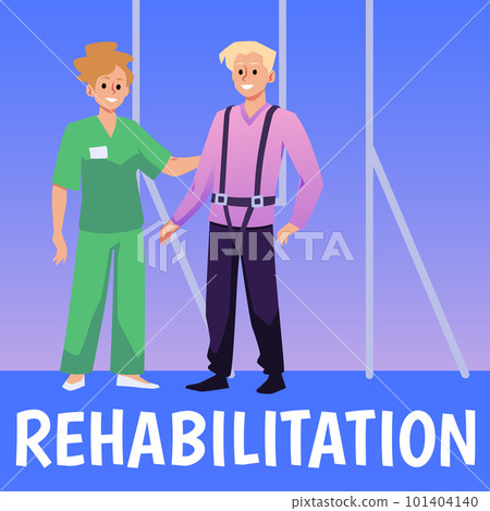 Rehabilitation medical centre program banner template flat vector illustration. Rehabilitation medical centre program banner template flat vector illustration. 101404140
