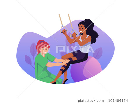 Physical rehabilitation and therapy medical concept of banner, flat vector isolated. Physical rehabilitation and therapy medical concept of banner, flat vector isolated. 101404154
