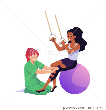 Patient undergoing physical rehabilitation with specialist flat vector isolated. 101404156