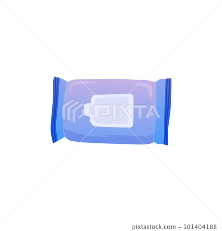 Package of wet wipes, top view - flat vector illustration isolated on white background. 101404188