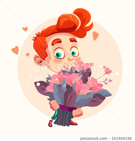 Happy mothers day illustration with woman holding a Flowers. Thank you card with blooming flowers. Use for Boarding Pass, birthday card, invitations, Birthday card Vector illustration Happy mothers day illustration with woman holding a Flowers. Thank you card with blooming flowers. Use for Boarding Pass, birthday card, invitations, Birthday card Vector illustration 101404190
