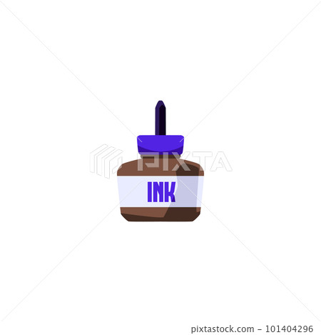 Ink bottle for calligraphy and drawing flat vector illustration isolated. Ink bottle for calligraphy and drawing flat vector illustration isolated. 101404296