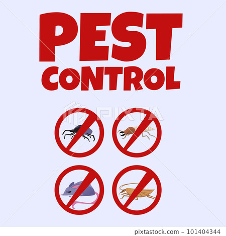 Pest control and stop insects icon collection, flat vector illustration isolated. Pest control and stop insects icon collection, flat vector illustration isolated. 101404344