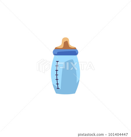 Blue baby bottle with pacifier flat style, vector illustration 101404447