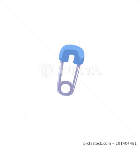 Blue safety pin, stationery object - cartoon flat vector illustration isolated on white background. 101404481