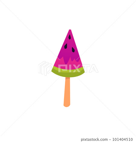 Watermelon popsicle, cartoon flat vector illustration isolated on white background. Watermelon popsicle, cartoon flat vector illustration isolated on white background. 101404510