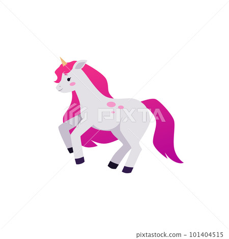 Toy of unicorn with pink mane and tail flat style, vector illustration Toy of unicorn with pink mane and tail flat style, vector illustration 101404515