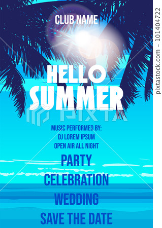 Hello Summer Template Design Beach Palms Party Poster, Flyer Hello Summer Template Design Beach Palms Party Poster, Flyer 101404722