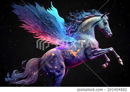 Fairy space winged horse pegasus. Neural network AI generated art 101404882