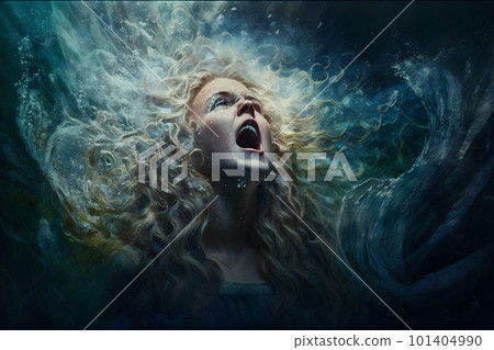 Fantasy portrait of a screaming woman. Neural network AI generated art Fantasy portrait of a screaming woman. Neural network AI generated art 101404990