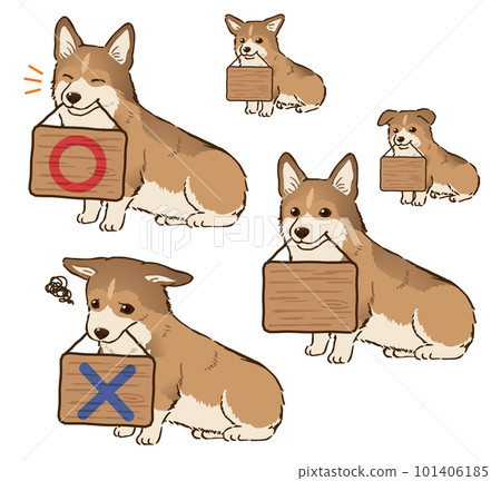 舉著牌子的柯基犬(斷尾,紫貂白) 舉著牌子的柯基犬(斷尾,紫貂白) 101406185