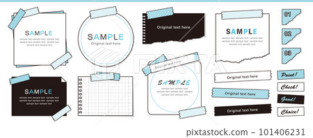 設計框架集用遮蔽膠帶固定的各種備忘錄紙 101406231