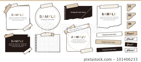 設計框架集用遮蔽膠帶固定的各種備忘錄紙 101406233