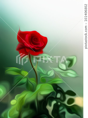 Abstract Single Red Rose Design Oil Paint Effect 101406802