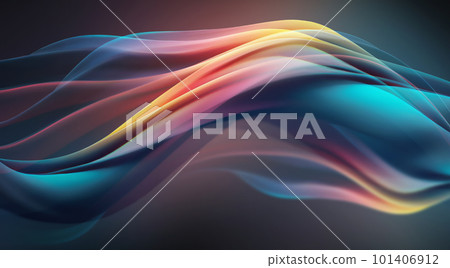 Abstract Modern Background with Glowing Multicolored 3D Waves on Dark 101406912