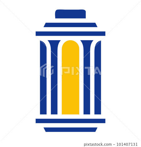 lantern icon solid blue yellow colour ramadan symbol perfect. 101407131