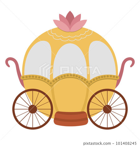 Vector carriage icon isolated on white background. Medieval gold chariot. Fairy tale king coach illustration 101408245