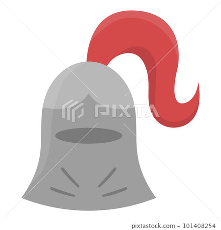 Vector helmet icon. Fairy tale knight armor. Fairytale soldier head shield clothes. Cartoon medieval accessory illustration. Vector helmet icon. Fairy tale knight armor. Fairytale soldier head shield clothes. Cartoon medieval accessory illustration. 101408254