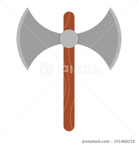 Vector axe icon. Fairy tale knight armor. Fairytale soldier sword. Cartoon medieval weapon illustration. Vector axe icon. Fairy tale knight armor. Fairytale soldier sword. Cartoon medieval weapon illustration. 101408258