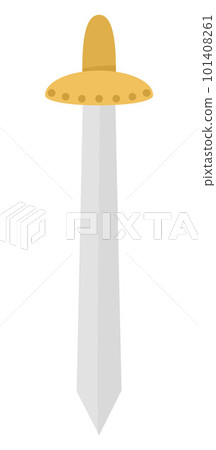 Vector knight sword icon. Fairy tale armor. Fairytale soldier sword. Cartoon medieval weapon illustration. Vector knight sword icon. Fairy tale armor. Fairytale soldier sword. Cartoon medieval weapon illustration. 101408261
