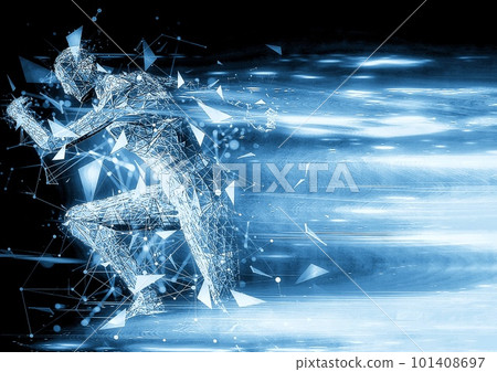 3d illustration composite light effect on silhouette of running man in sport concept 101408697