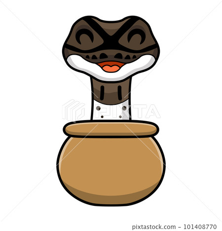 Cute oreo pied ball python cartoon inside the sack 101408770