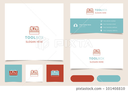 Toolbox logo design with editable slogan. Branding book and business card template. Toolbox logo design with editable slogan. Branding book and business card template. 101408810