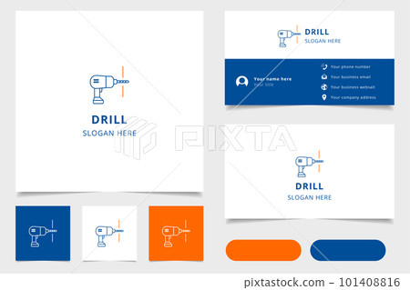 Drill logo design with editable slogan. Branding book and business card template. 101408816