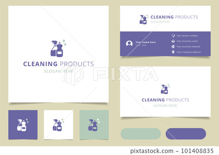 Cleaning products logo design with editable slogan. Branding book and business card template. 101408835