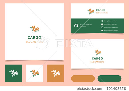 Cargo logo design with editable slogan. Branding book and business card template. 101408858