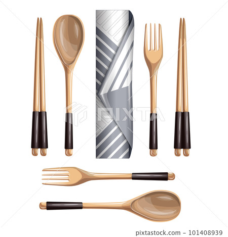 Vector image of a set of cutlery. Cartoon style. EPS 10 101408939