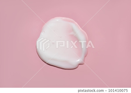 white opaque cream with bubbles lotion moisturizer smudge swatch. Beauty makeup mockup smear 101410075