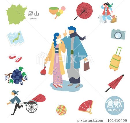 日本著名的冬季觀光地標岡山倉敷及和服情侶一套（平） 101410499