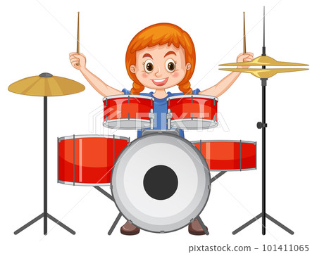 Drummer girl playing drum vector Drummer girl playing drum vector 101411065