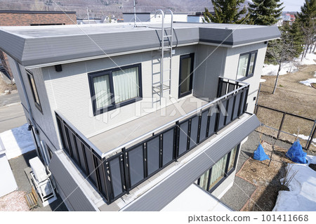 外牆粉刷前的房屋牆壁航拍（房屋裝修前後） 101411668