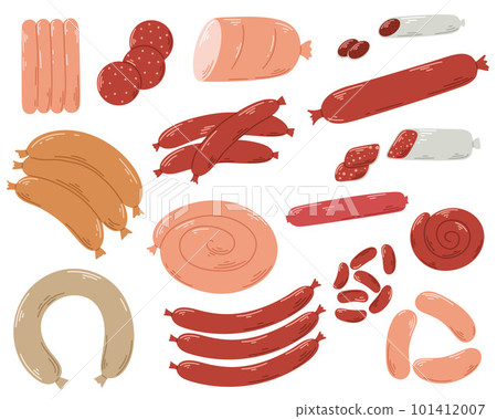 Assortment of beef, pork and chicken sausages set Assortment of beef, pork and chicken sausages set 101412007