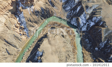 Long river with green water in Charyn Canyon 101412011