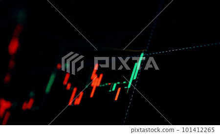 Bitcoin market price candlesticks on the crypto trading terminal screen. Cryptocurrency exchange 101412265
