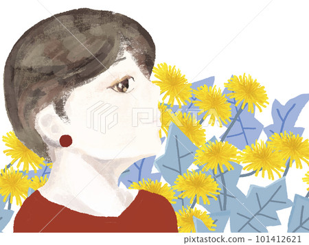 senior woman and dandelion senior woman and dandelion 101412621
