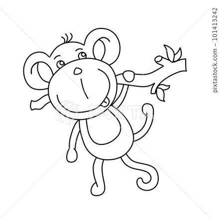 Monkey Character Black and White Vector Illustration Coloring Book for Kids Monkey Character Black and White Vector Illustration Coloring Book for Kids 101413242