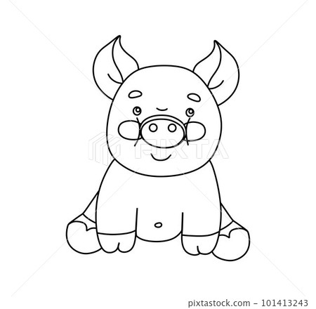 Pig Character Black and White Vector Illustration Coloring Book for Kids Pig Character Black and White Vector Illustration Coloring Book for Kids 101413243