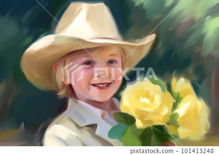 Young boy in romanctic mood with flower as a gift in his hand, AI generative image Young boy in romanctic mood with flower as a gift in his hand, AI generative image 101413248