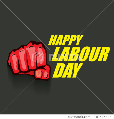 1 may Happy labour day vector label with strong protest fist in the air on grey background. vector happy labor day background or banner with man hand. workers may day poster 1 may Happy labour day vector label with strong protest fist in the air on grey background. vector happy labor day background or banner with man hand. workers may day poster 101413428