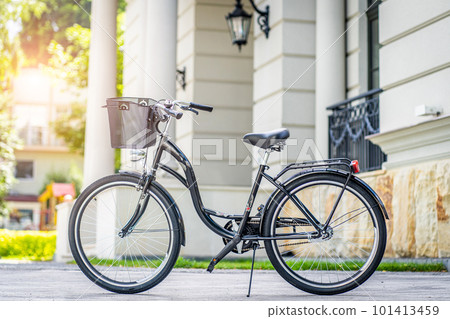 Typical Amsterdam bike fiets symbol. Traditional dutch icon. Holland culture element with bike. Typical Netherlands transport bicycle. Template for cards, advertisement, poster, banner, Spring bike 101413459